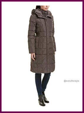 Women's Long Quilted Puffer Down Coat Hooded Knee Length Winter Jacket